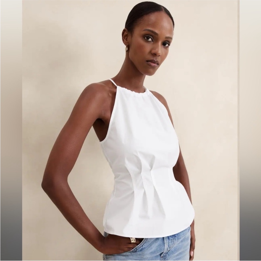 NWT Banana Republic Poplin Seamed Halter Top Size 8